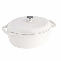 AmazonBasics SXO-7QTYB Oval Enameled Cast Iron Dutch Oven-7-Quart, Matte White, 327259140