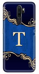 Amazon Brand - Solimo Designer Blue Pattern Alphabet-T 3D Printed Hard Back Case Mobile Cover for Oppo A9 (2020)