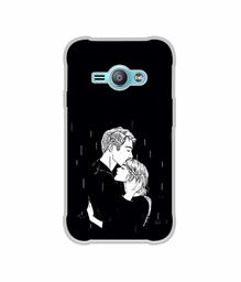 Amazon Brand - Solimo Designer Couples Standing in Rain UV Printed Soft Back Case Mobile Cover for Samsung Galaxy J1 Ace