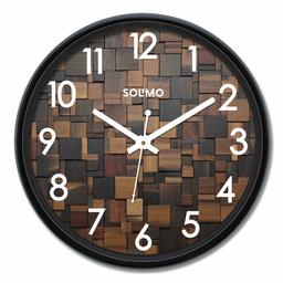 Amazon Brand - Solimo 12-inch Wall Clock - Wood Craft (Silent Movement)