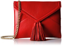 Amazon Brand – The Fix Izzi sobre embrague con cadena correa cruzada, Izzi - Bolso de mano con cadena, Bright Orange-red, One Size