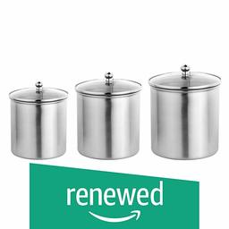 (Renewed) Amazon Brand - Solimo 3-Piece Stainless Steel Canister Set