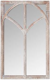 Amazon Brand - Ravenna Home Vintage Arched Whitewashed Wooden Mantel Mirror, 31