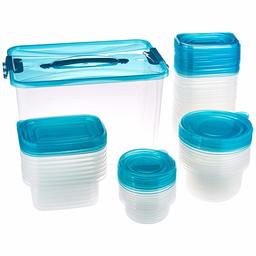 Amazon Brand - Solimo Storage Container Set, Set of 50, Blue