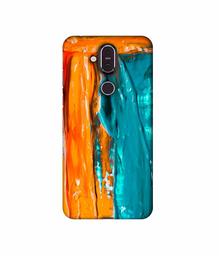 Amazon Brand - Solimo Designer Gold Yellow and Sky Blue Paint 3D Printed Hard Back Case Mobile Cover for Nokia 8.1