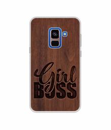 Amazon Brand - Solimo Designer Girl Boss On Wood UV Printed Soft Back Case Mobile Cover for Samsung Galaxy A8 Plus (2018)