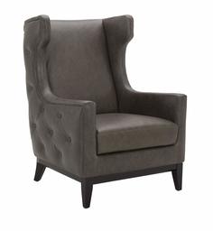 Amazon Brand – Stone & Beam Rosewood Button-Tufted Leather Wingback Accent Chair, 30