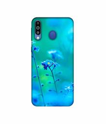 Amazon Brand - Solimo Designer Blue Flower 3D Printed Hard Back Case Mobile Cover for Samsung Galaxy M21