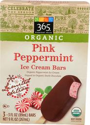 365 Everyday Value, Organic Pink Peppermint Ice Cream Bars, 3 ct, (Frozen)