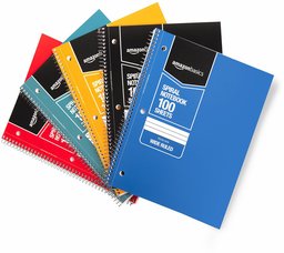 AmazonBasics Wide Ruled Wirebound Sprial Notebook 100-Sheet