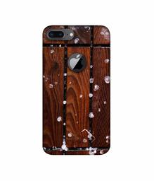 Amazon Brand - Solimo Designer Wood with Snow 3D Printed Hard Back Case Mobile Cover for Apple iPhone 8 Plus (with Logo Cut)