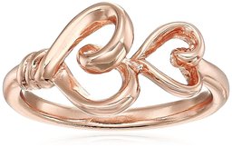 Women's Sterling Silver Rose Gold-Flashed Double Heart Ring, 6