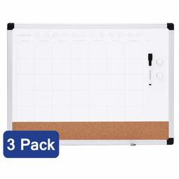 AmazonBasics 3 in 1 Combo Dry Erase Calendar Board, Aluminum Frame, 17