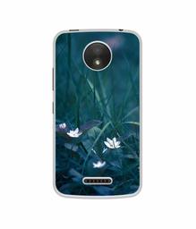 Amazon Brand - Solimo Designer White Flower UV Printed Soft Back Case Mobile Cover for Motorola Moto C Plus