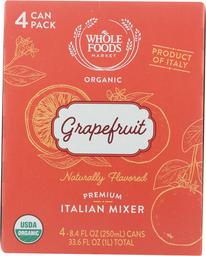 Whole Foods Market Organic Premium Italian Mixer, Naturally Flavored, Grapefruit (4 - 8.4 fl oz Cans), 33.6 fl oz