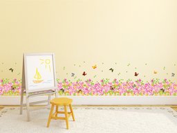 Amazon Brand - Solimo Wall Sticker for Living Room (Floral Fence, Ideal Size on Wall, 185 cm x 45 cm)