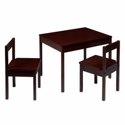 AmazonBasics Solid Wood Kiddie Table Set with Two Chairs, Espresso