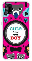 Amazon Brand - Solimo Designer Multicolor Cute Little Boy Pink Pattern Printed Soft Back Case Mobile Cover for Samsung Galaxy M31