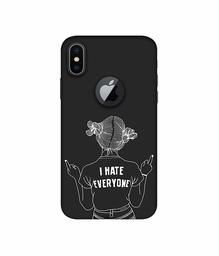 Amazon Brand - Solimo Designer I Hate Everyone 3D Printed Hard Back Case Mobile Cover for Apple iPhone X (Logo Cut)