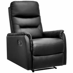 AmazonBasics Modern Faux Leather Pull-Tab Recliner Chair - Black