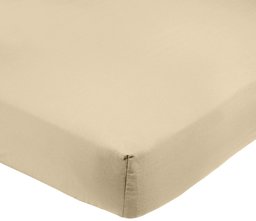 AmazonBasics 400TC Cotton Sateen Wrinkle Free Fitted Sheet Beige 200 x 200 x 30 cm