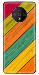 Amazon Brand - Solimo Designer Colorful Wooden Pattern 3D Printed Hard Back Case Mobile Cover for OnePlus 7T