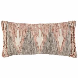 Amazon Brand – Stone & Beam Modern Braid Throw Pillow - 12 x 24 Inch, Red / White / Black