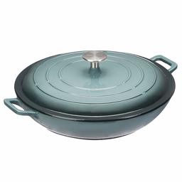 AmazonBasics SX-33QTH Enamelled Cast Iron Covered Casserole - 3.1 l , Grey, Diameter: 31.5 cm, length: 38.2 cm, Height: 12.7 cm, Capacity: 3.1 l