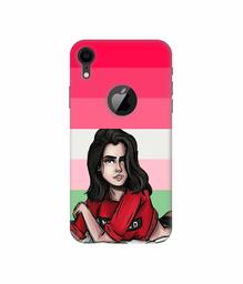 Amazon Brand - Solimo Designer Lady Vector with Line 3D Printed Hard Back Case Mobile Cover for Apple iPhone XR (Logo Cut)