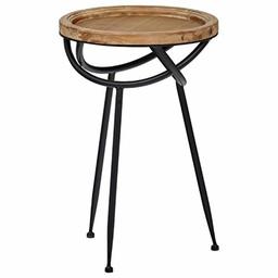 Amazon Brand – Stone & Beam Modern Rustic Wood and Metal Side End Table, 16.25