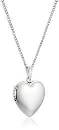 Amazon CollectionSterling Silver Polished Heart Locket Necklace, 20