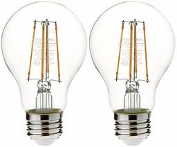 AmazonBasics 25 Watt Equivalent, Clear, Dimmable, A19 LED Light Bulb | 2-Pack (Renewed)