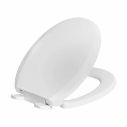 AmazonBasics AB-T100-R-W Economy Round White Toilet Seat Quick Install Soft Close 1 Pack