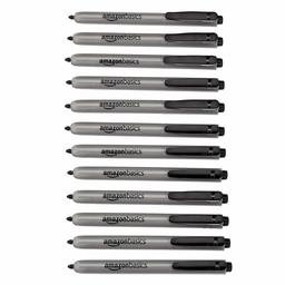 AmazonBasics Retractable Permanent Markers - Black, 12 Count