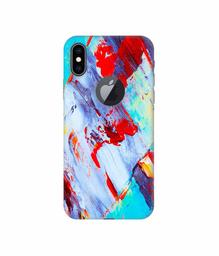 Amazon Brand - Solimo Designer Blue and Red Brush Texture 3D Printed Hard Back Case Mobile Cover for Apple iPhone Xs Max (Logo Cut)