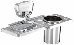 Amazon Brand - Solimo Fitz Stainless Steel Soap Holder with Toothbrush Tumbler