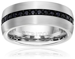 Amazon Collection Triton Men's Tungsten 8mm Black Sapphire Wedding Band (1cttw), Size 11