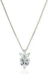 XPY Created White Sapphire Heart with Created White Sapphire Marquise Pendant Necklace, 18