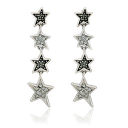 An AJC Collection (An AJC Collection) Sterling Silver Marcasite & Crystal Star Design Stud Earrings