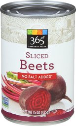 365 EVERYDAY VALUE No Salt Added Sliced Beets, 15 OZ