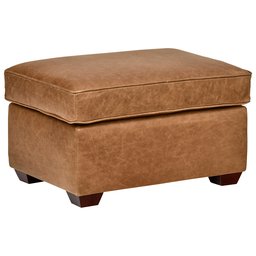 Amazon Brand – Rivet Andrews Contemporary Top-Grain Leather Ottoman, 29.5