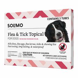 Amazon Brand - Solimo Flea and Tick Topical Treatment for Dogs, For XLarge Dogs (89-132 pounds), 3 Doses