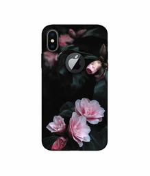 Amazon Brand - Solimo Designer Dark Flowers Photography 3D Printed Hard Back Case Mobile Cover for Apple iPhone X (Logo Cut)