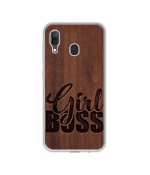 Amazon Brand - Solimo Designer Girl Boss On Wood UV Printed Soft Back Case Mobile Cover for Samsung Galaxy A30