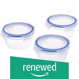 (Renewed) Amazon Brand - Solimo Round Glass Storage Container Set, 350ml, Set of 3, Transparent