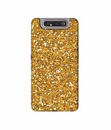 Amazon Brand - Solimo Designer Golden Sparkle 3D Printed Hard Back Case Mobile Cover for Samsung Galaxy A80