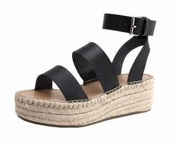 Marque Amazon - The Drop Listilla Sandales Espadrilles À Plateforme avec Bride À la Cheville, Espadrille Wedge Sandal femme