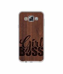 Amazon Brand - Solimo Designer Girl Boss On Wood UV Printed Soft Back Case Mobile Cover for Samsung Galaxy E5