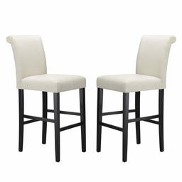 Amazon Brand – Ravenna Home Modern Bar Stool with Back, 44.25 Inch Height, White, Set of 2