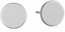 Rhodium Plated Sterling Silver Round Disk Stud Earrings